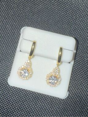 Gorgeous Genuine Moissanite Gold Earrings
